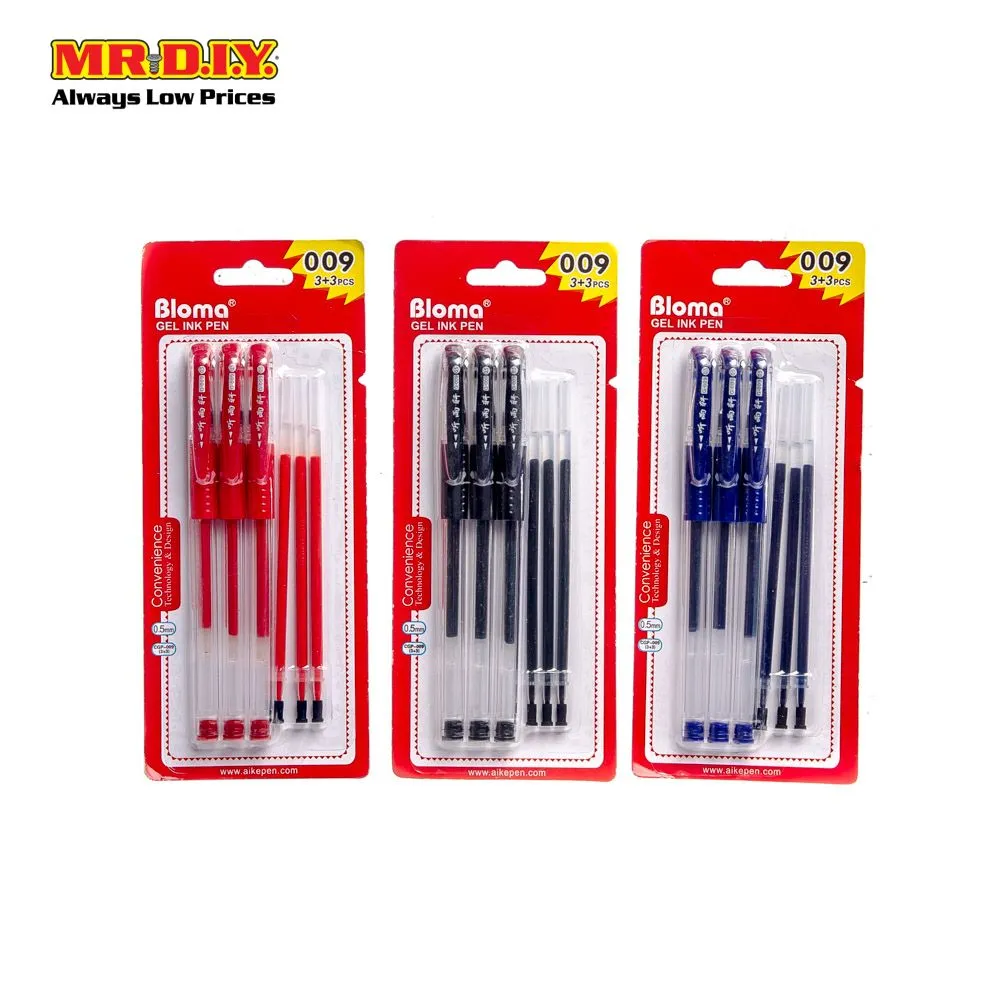 (MR.DIY) Bloma Black Gel Ink Pen 0.5mm (3 3 pcs)