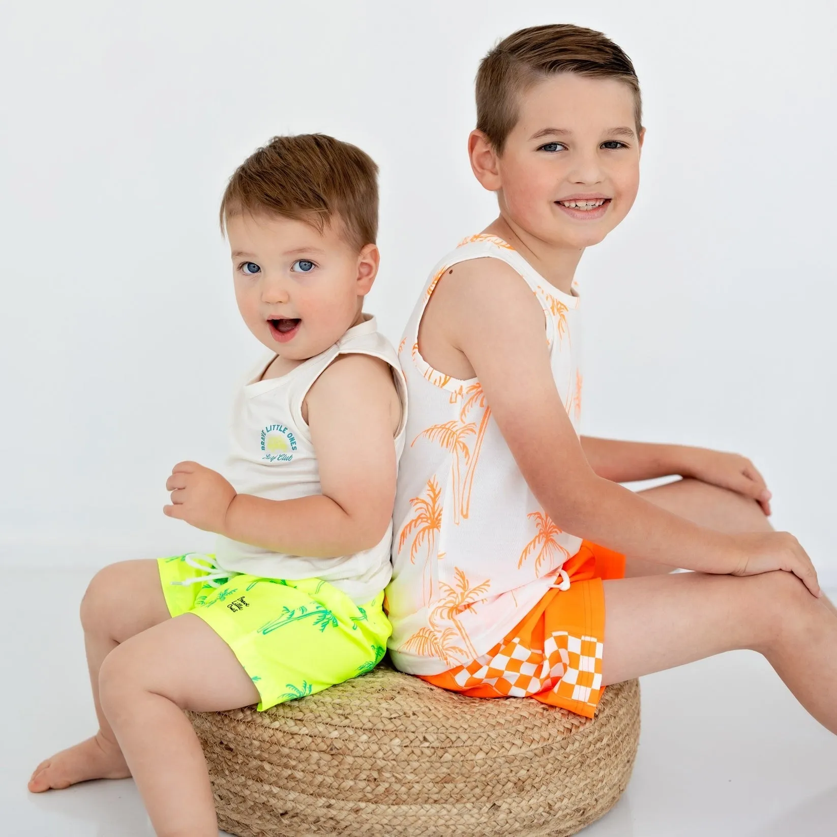 Neon Yellow Palms Swim Trunks