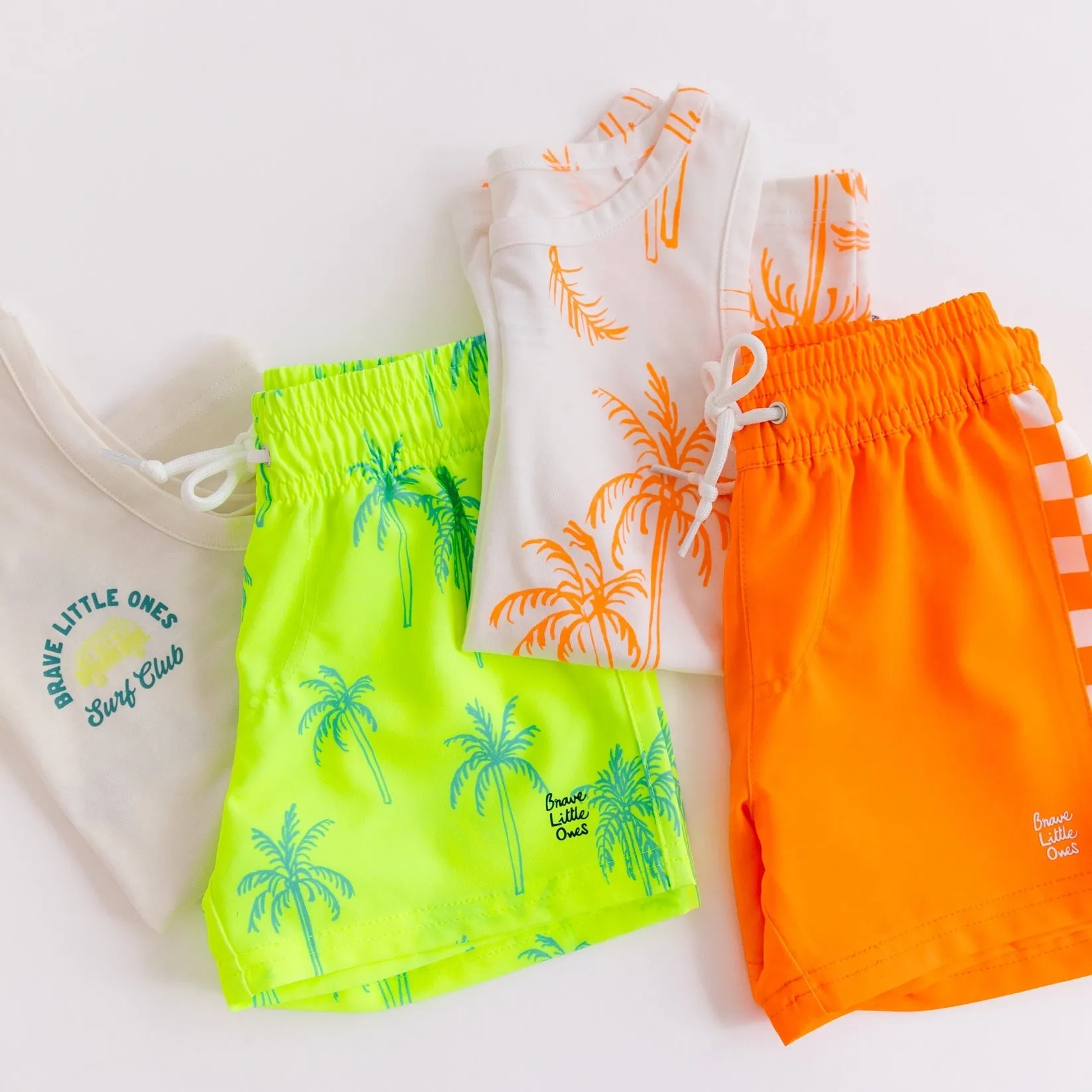Neon Yellow Palms Swim Trunks