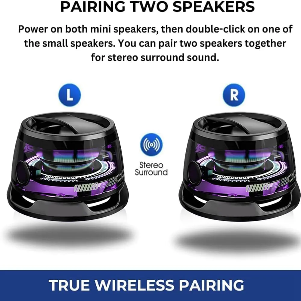 NeslemyPortable Waterproof G200 Magnetic Bluetooth Speaker with Multi-RGB Color Light and Phone Holder for Metal Surface, 7H Playtime,Perfect Mini Speaker (Black)