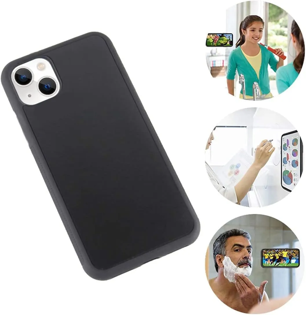 Omio for iPhone 13 Antigravity Case Ultra Thin Magical Nano Sticky Technology Anti-Gravity Protective Cover Nano Suction Flexible Non-Slip Anti-Scratch Shell for iPhone 13 Case Black