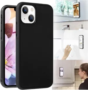 Omio for iPhone 13 Antigravity Case Ultra Thin Magical Nano Sticky Technology Anti-Gravity Protective Cover Nano Suction Flexible Non-Slip Anti-Scratch Shell for iPhone 13 Case Black