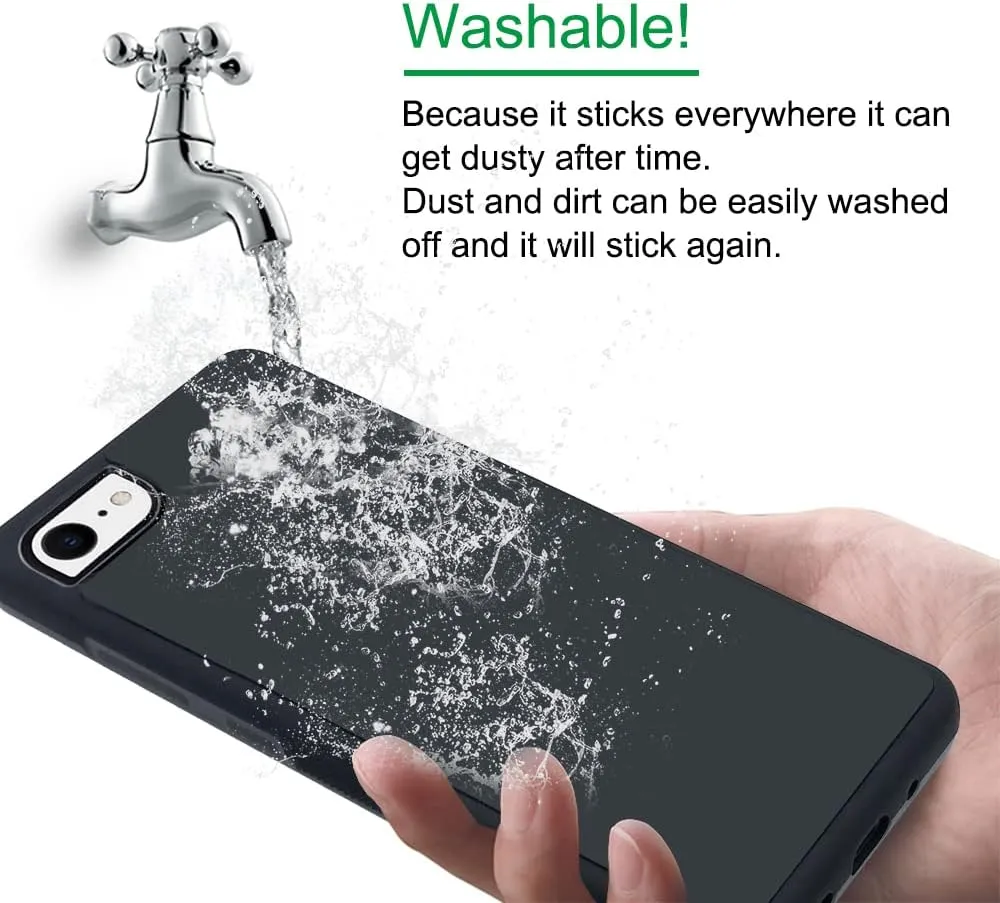 Omio for iPhone SE 2022 / iPhone 8 Antigravity Case Ultra Thin Magical Nano Sticky Technology Anti-Gravity Protective Cover Nano Suction Flexible Non-Slip Anti-Scratch Case for iPhone 7 Case Black