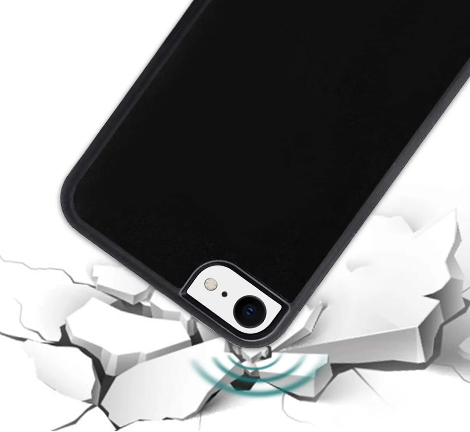 Omio for iPhone SE 2022 / iPhone 8 Antigravity Case Ultra Thin Magical Nano Sticky Technology Anti-Gravity Protective Cover Nano Suction Flexible Non-Slip Anti-Scratch Case for iPhone 7 Case Black