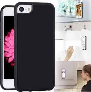 Omio for iPhone SE 2022 / iPhone 8 Antigravity Case Ultra Thin Magical Nano Sticky Technology Anti-Gravity Protective Cover Nano Suction Flexible Non-Slip Anti-Scratch Case for iPhone 7 Case Black