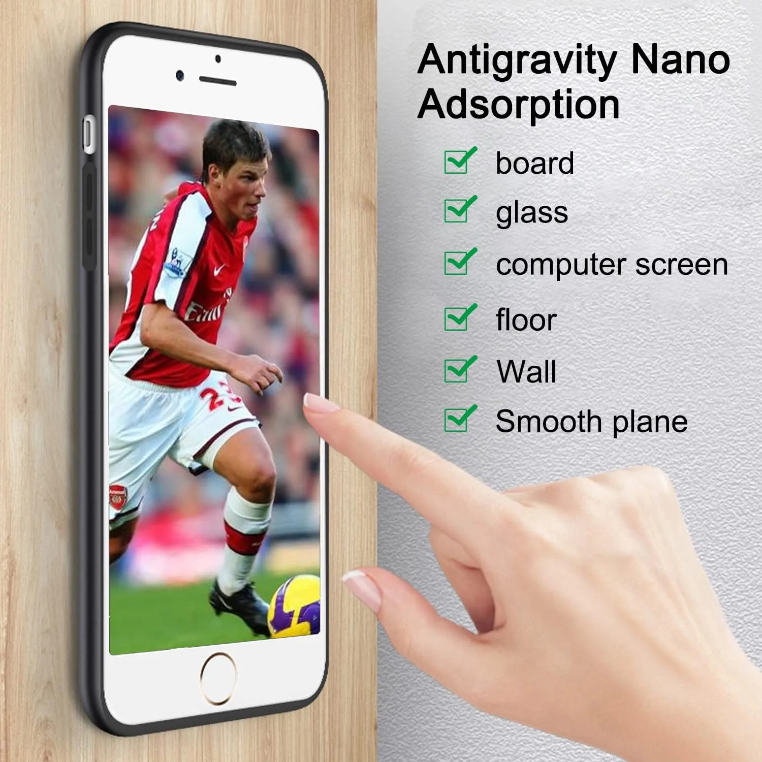 Omio for iPhone SE 2022 / iPhone 8 Antigravity Case Ultra Thin Magical Nano Sticky Technology Anti-Gravity Protective Cover Nano Suction Flexible Non-Slip Anti-Scratch Case for iPhone 7 Case Black