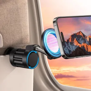 OMOTON 360Rotating Magnetic Airplane Phone Holder Mount, for Magsafe Airplane Travel Essentials Accessories, Adjustable Foldable Universal Handsfree Phone Stand for iPhone 16 15 14 13 Pro Max