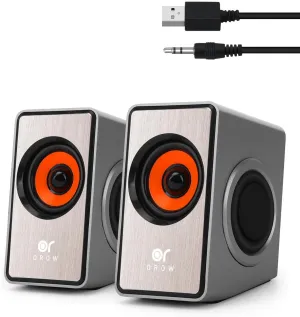 OROW Computer Speakers,12W Mini Desktop Speaker with Volume Control, 3.5mm AUX Speaker, USB Powered Laptop Speakers,Great for PC/Monitor/mac/iMac/Projector(S206)