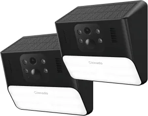 Outdoor Camera Wireless-2.4G 2K Solar Wall Light Cameras for Home Security with AI Motion Detection, Waterproof,Motion Activated Light, Siren Alarm Cloud/SD Storage, S2 (2.4G S2-Black-2Pack)