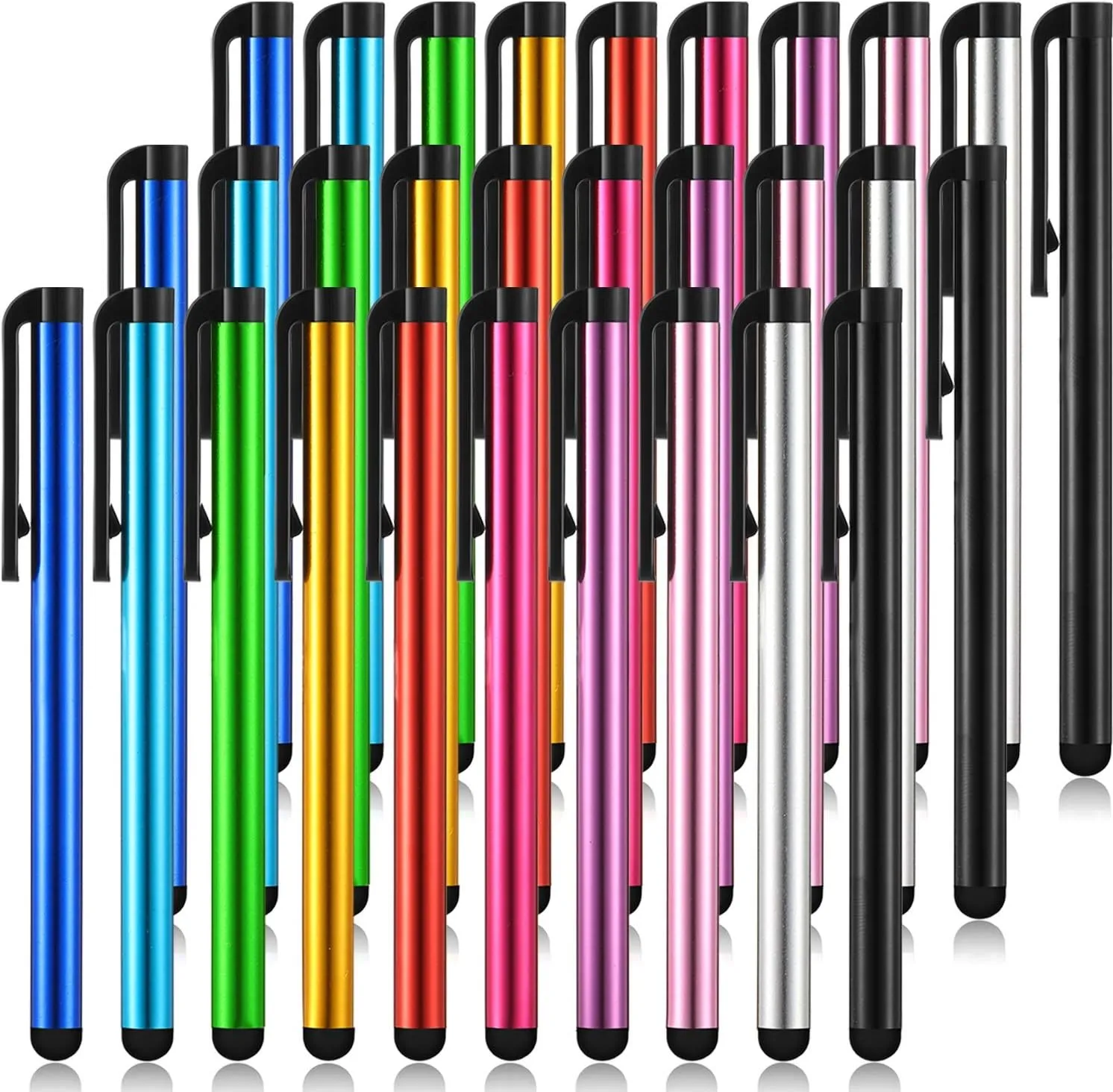 Outus 30 Pieces Stylus Pens Capacitive Slim Stylus Pens for Universal Touch Screens Devices, Compatible with iPhone, iPad, Tablet (10 Colors)