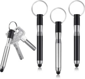 Outus 4 Pieces Mini Stylus Pen with Keyring Loop 3-in-1 Accessory Bullet Capacitive Keychain Stylus Tablet Pen Touchscreen Pen