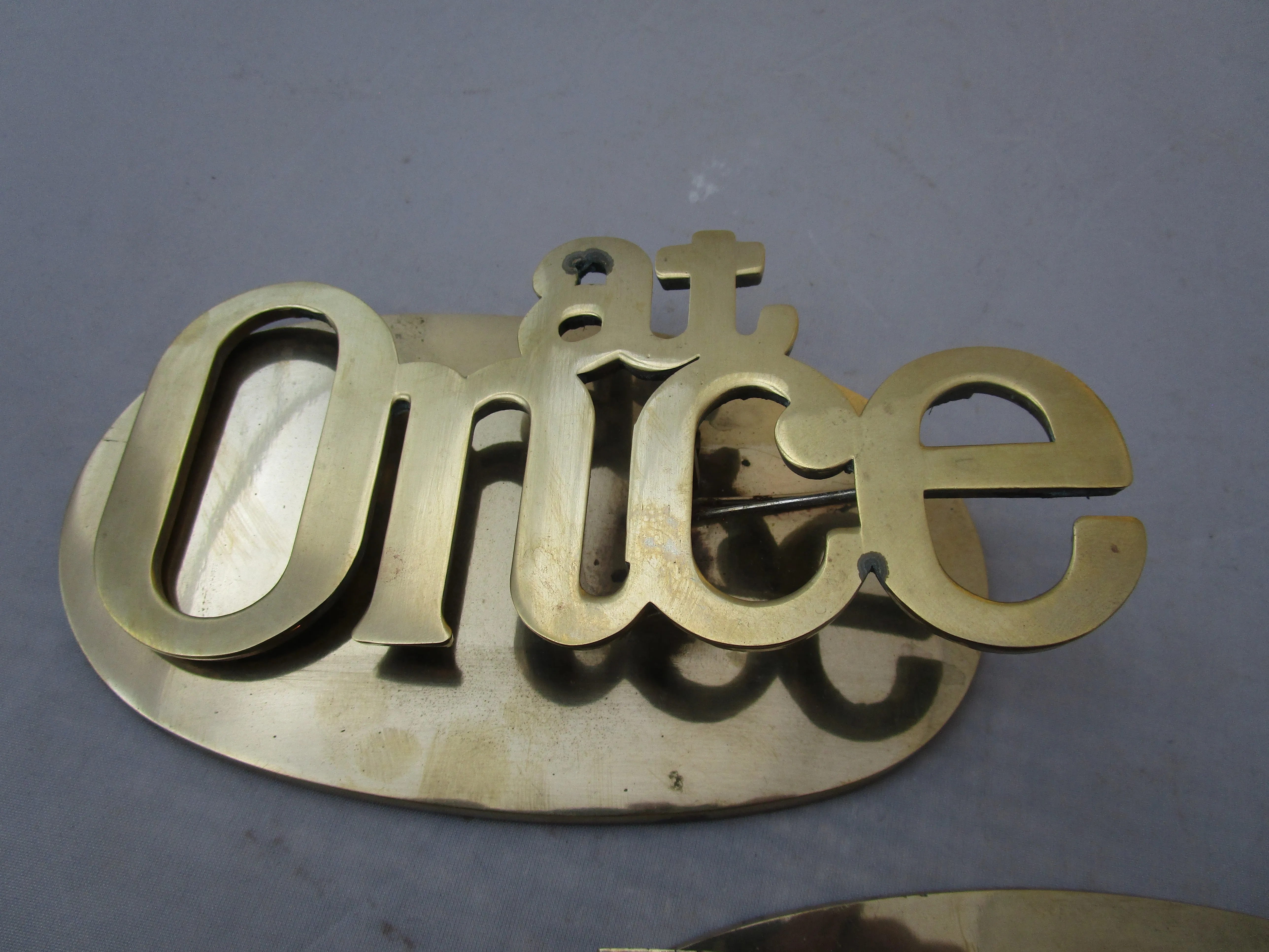 Pair Of Cast Brass Office Desk Clips Vintage c1970