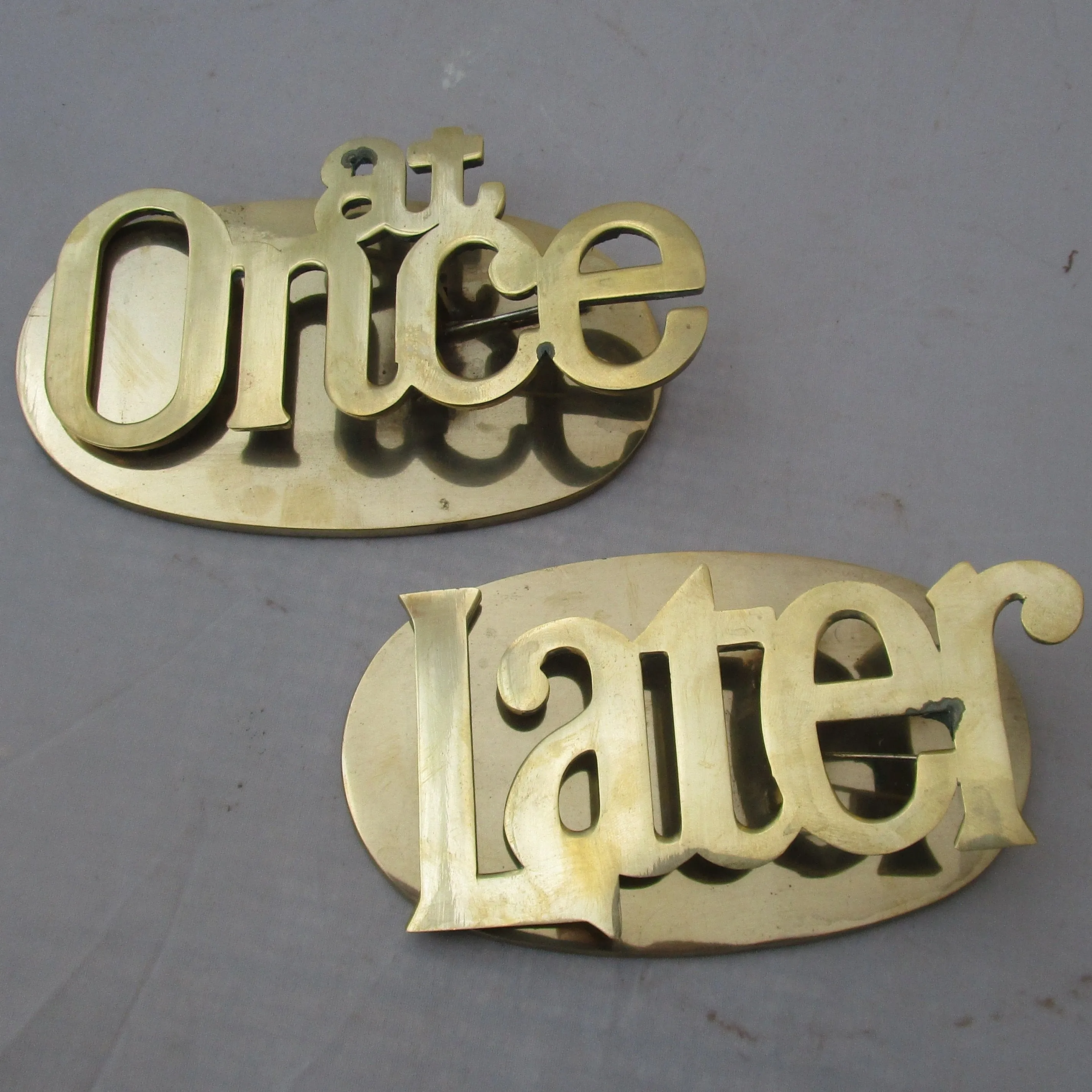 Pair Of Cast Brass Office Desk Clips Vintage c1970