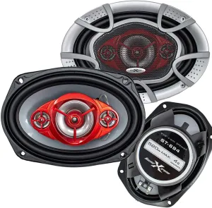 Pair of SoundXtreme 6x9 520 Watt 4-Way Red Car Audio Stereo Coaxial Speakers - ST694 (2 Speakers)