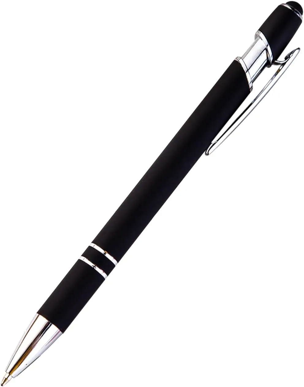 PASISIBICK 12 Pieces Black Ballpoint Pen with Stylus Tip, 2 in 1 Stylus Pen, Premium Metal Stylus Pen for Touch Screens, Black Ink, 1.0 mm Medium Point(12 Black)