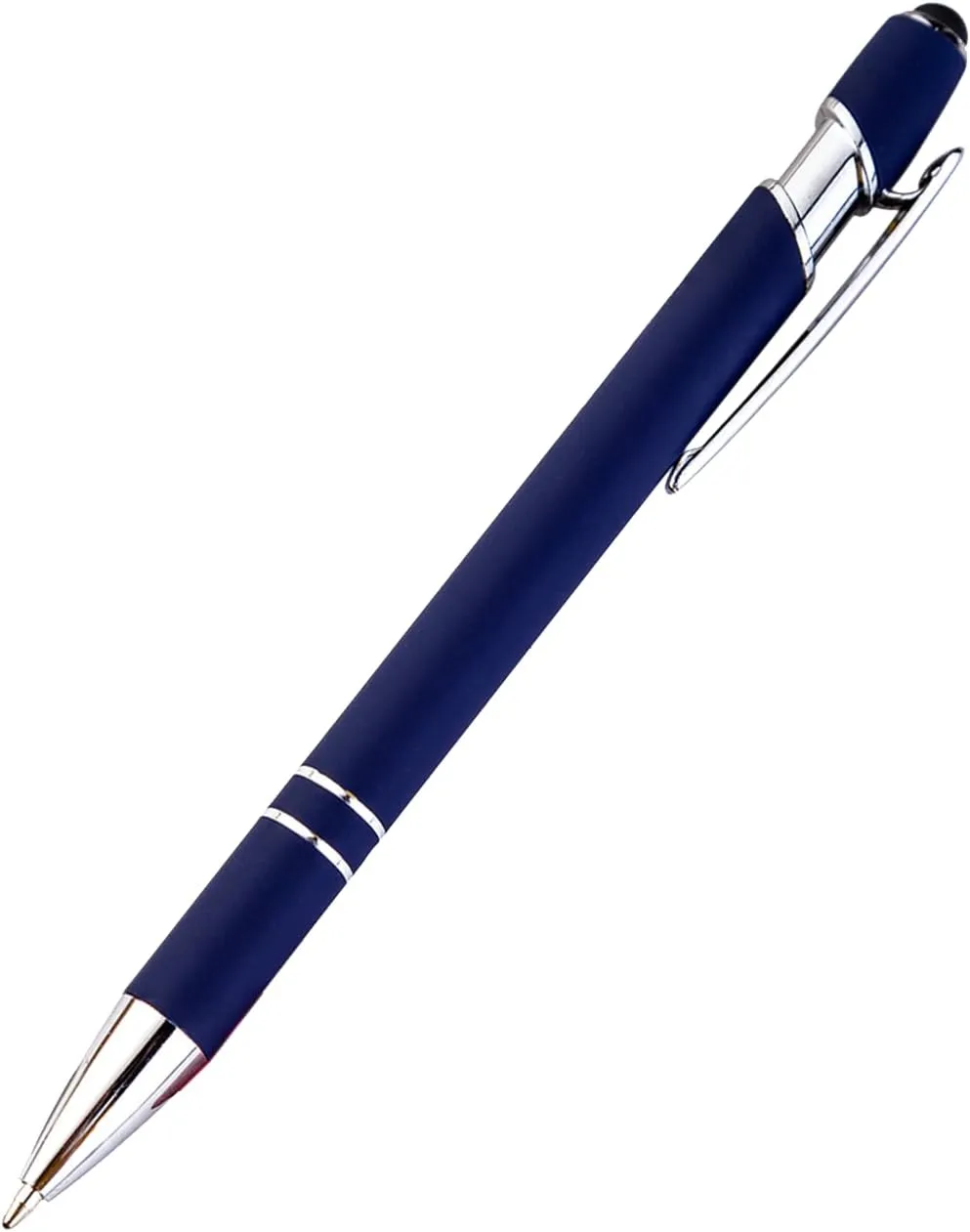 PASISIBICK 12 Pieces Blue Ballpoint Pen with Stylus Tip, 2 in 1 Stylus Stylish Pen, Premium Metal Stylus Pen for Touch Screens, Black Ink, 1.0 mm Medium Point.(12 PCS Blue)