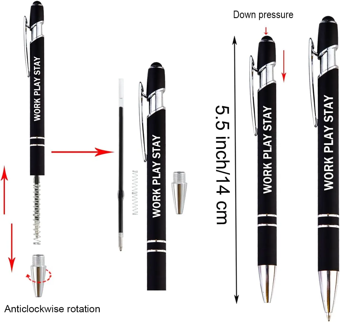 PASISIBICK 12 Pieces Motivational Inspirational Quotes Snarky Screen Touch Stylus Ballpoint Pens, Office Encouraging Scriptures, Black Ink (12 Color,Motivational)
