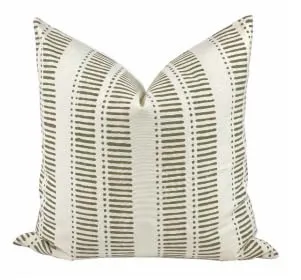 Pillow Cover 100% Linen 20 x 20 inches Double Sided Block Print with Zipper for Easy Removal Home Decor Shabby Chic Farmhouse Neutral Decorative Sofa Couch Accent (Plaid White Grey)