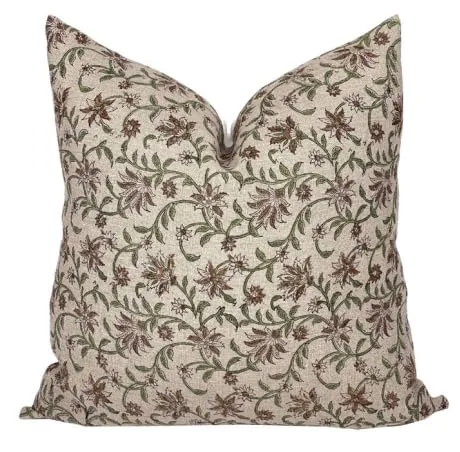 Pillow Cover 100% Linen 20 x 20 inches Double Sided Block Print with Zipper for Easy Removal Home Decor Shabby Chic Farmhouse Neutral Decorative Sofa Couch Accent (Plaid White Grey)