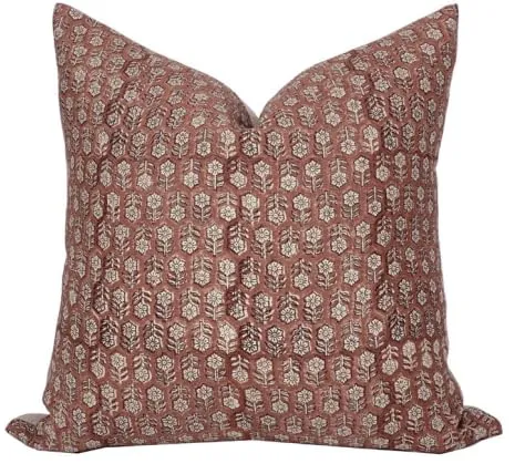 Pillow Cover 100% Linen 20 x 20 inches Double Sided Block Print with Zipper for Easy Removal Home Decor Shabby Chic Farmhouse Neutral Decorative Sofa Couch Accent (Plaid White Grey)