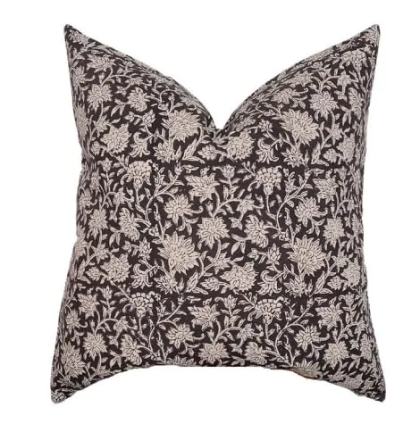 Pillow Cover 100% Linen 20 x 20 inches Double Sided Block Print with Zipper for Easy Removal Home Decor Shabby Chic Farmhouse Neutral Decorative Sofa Couch Accent (Plaid White Grey)