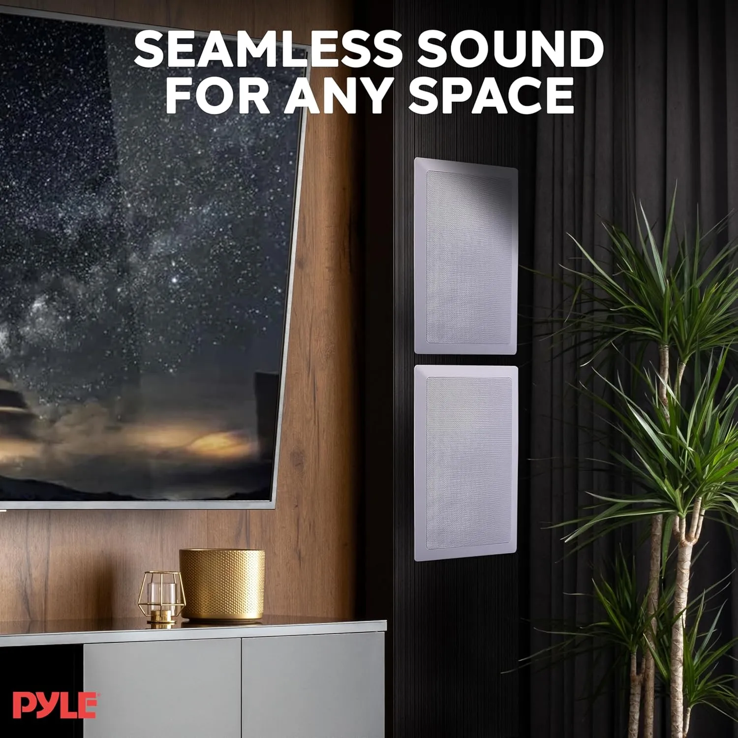 Pyle 150 Watts 5.25'' In-Wall / In-Ceiling Stereo Speakers - 2-Way Flush Mount Stereo Sound Speakers | 5-1/4'' Midbass Speaker - White (Pair)
