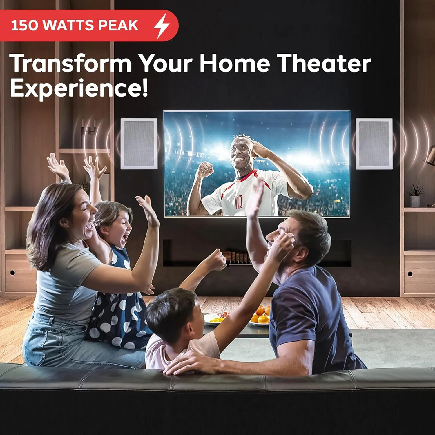 Pyle 150 Watts 5.25'' In-Wall / In-Ceiling Stereo Speakers - 2-Way Flush Mount Stereo Sound Speakers | 5-1/4'' Midbass Speaker - White (Pair)