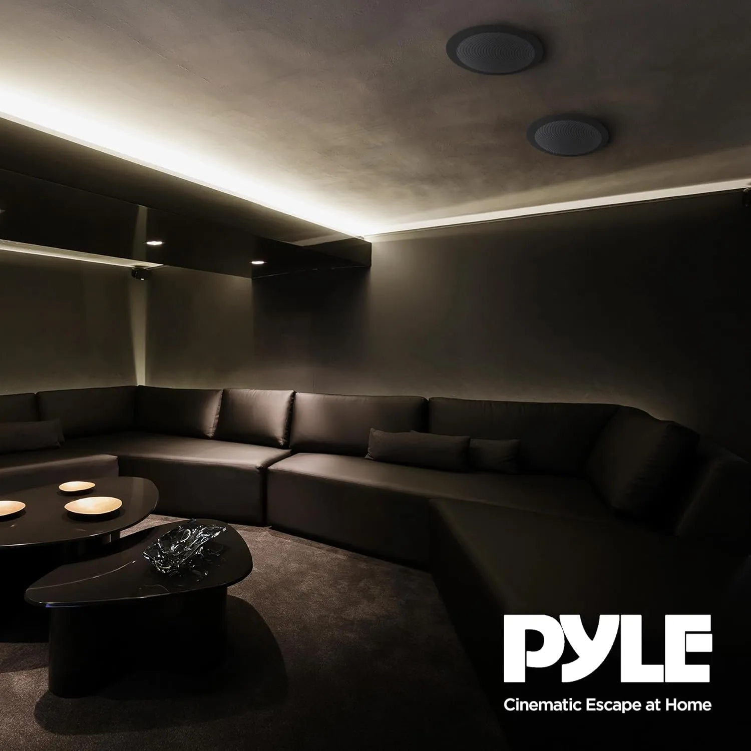 Pyle 2 Pair Speakers, 200W 6.5" Flush Mount in Wall/in Ceiling Speakers with Spring-Loaded Terminals, PDIC Series, Black