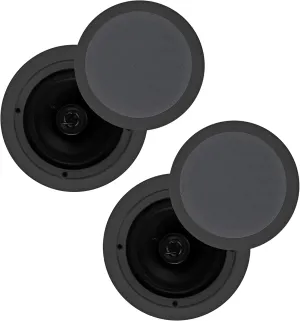 Pyle 2 Pair Speakers, 200W 6.5" Flush Mount in Wall/in Ceiling Speakers with Spring-Loaded Terminals, PDIC Series, Black
