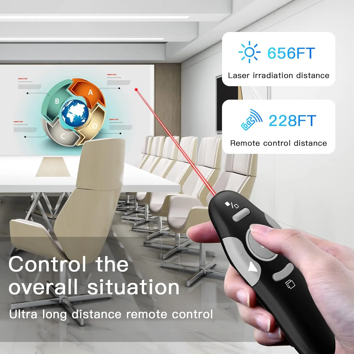 QUI 2 PCS Presentation Clicker Wireless Presenter USB Control RF 2.4GHz Presenter Remote Powerpoint Clicker PowerPoint Slide Advancer for Mac, Computer, Laptop