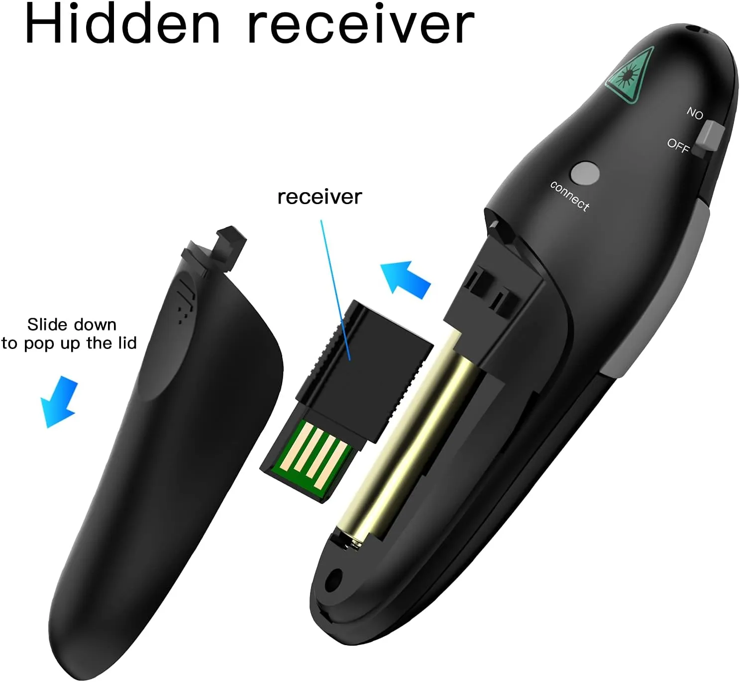 QUI Presentation Clicker Wireless Presenter Remote Clicker for PowerPoint Presentation Remote, PowerPoint Slide Advancer for Mac/Windows/Linux, Google Slide/PPT/Keynote (Grey(228ft), USB-Grey Key)
