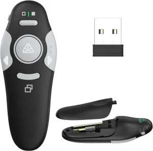 QUI Presentation Clicker Wireless Presenter Remote Clicker for PowerPoint Presentation Remote, USB Black PowerPoint Slide Advancer for Mac/Windows/Linux, Google Slide/PPT/Keynote