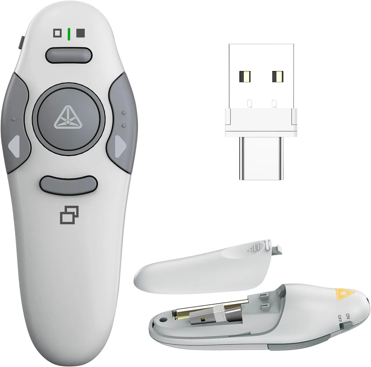 QUI Presentation Clicker Wireless Presenter Remote Clicker for PowerPoint Presentation Remote,Type-c Silver PowerPoint Slide Advancer for Mac/Windows/Linux, Google Slide/PPT/Keynote