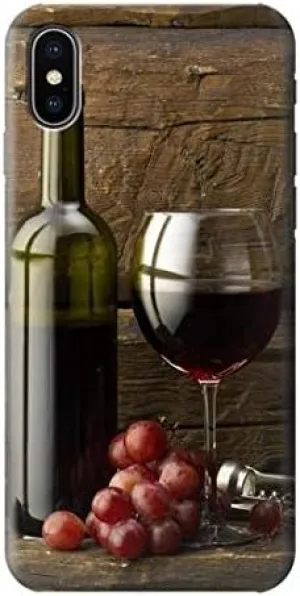 R1316 Grapes Bottle and Glass of Red Wine Case Cover for iPhone X
