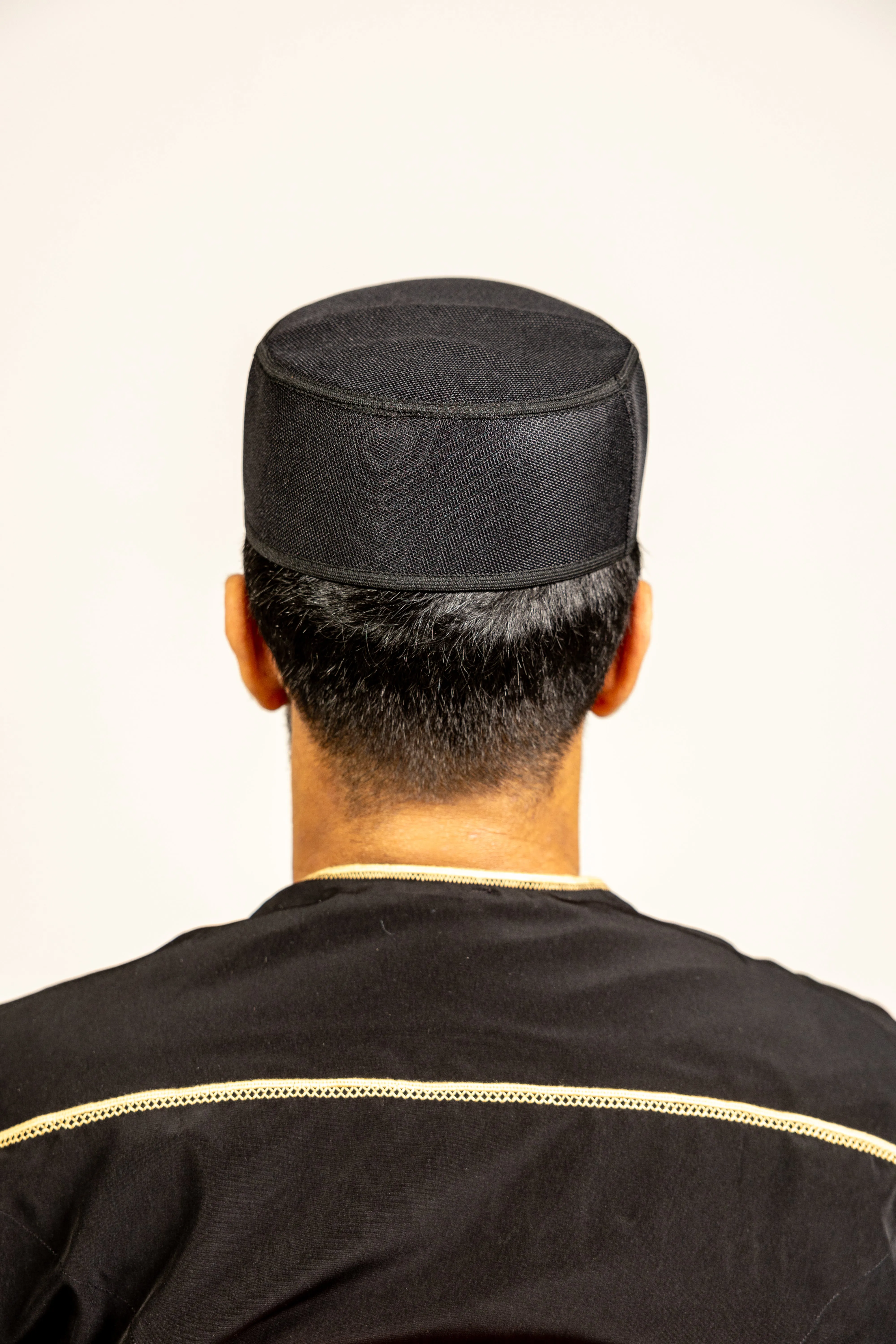 Rashid Black/White/Blue Islamic Turban Topi Prayer Hat Kufi