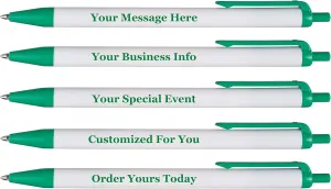 RevMark Personalized Ballpoint Pen, Custom Printed Name, Business or Event Information, Timeless Advertising, USA Made Pens, Promotional Marketing, Smooth Black Ink, Bulk Pack (Green,50 Ct.)