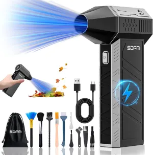 SDFM Electric Air Duster - 130000RPM Compressed Air Duster3 Gear Adjustable Jet Dry Blower can Reusable Can for Computer Keyboard,Outdoors,Car,Home. (Black)