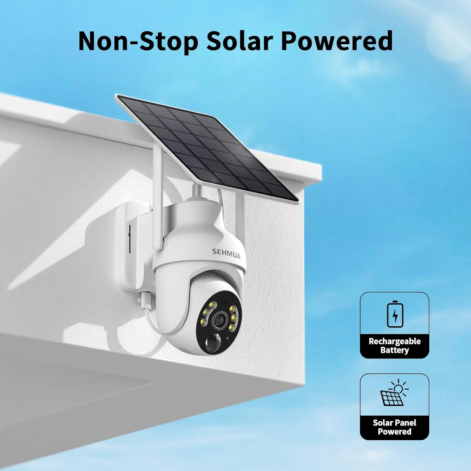 SEHMUA 2K Solar Security Cameras Wireless Outdoor, 2 Pack 360 View Pan/Tilt WiFi Security Camera Outside with Color Night Vision,Easy to Install, PIR Alarm, 2-Way Audio