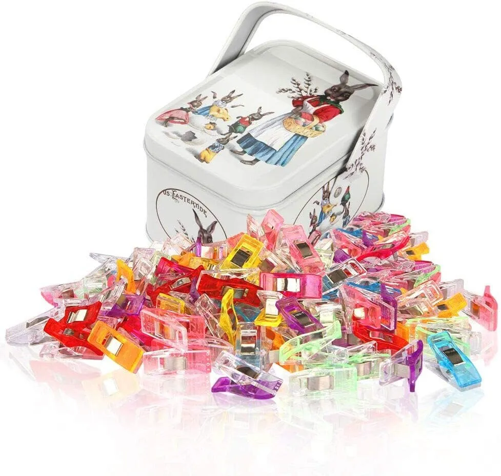 Sewing Clips and Quilting Clips | Fabric,Craft Clips with Tin Box Package | Pack of 100