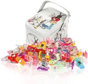 Sewing Clips and Quilting Clips | Fabric,Craft Clips with Tin Box Package | Pack of 100