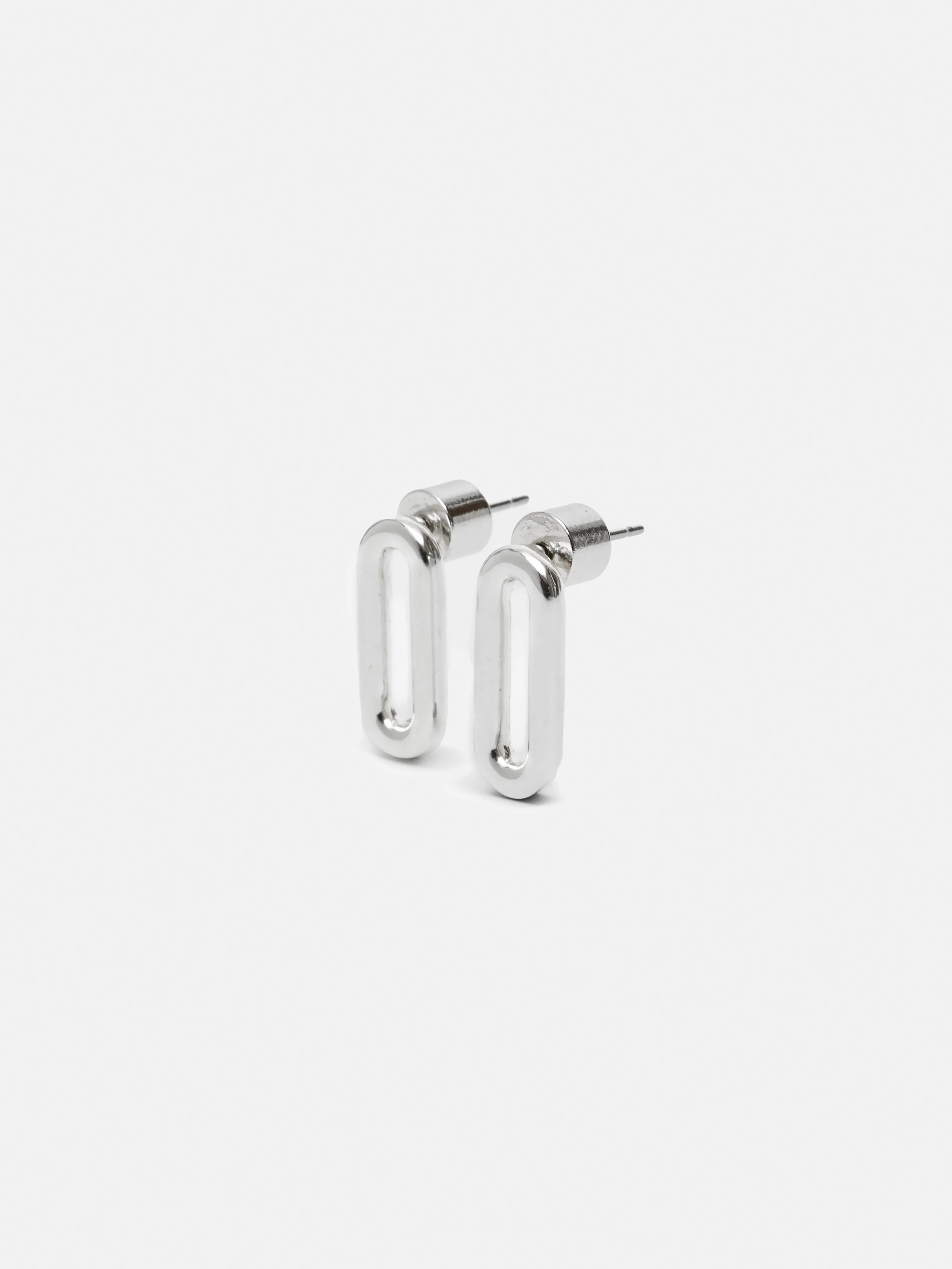 Small Link Stud Earrings | Silver