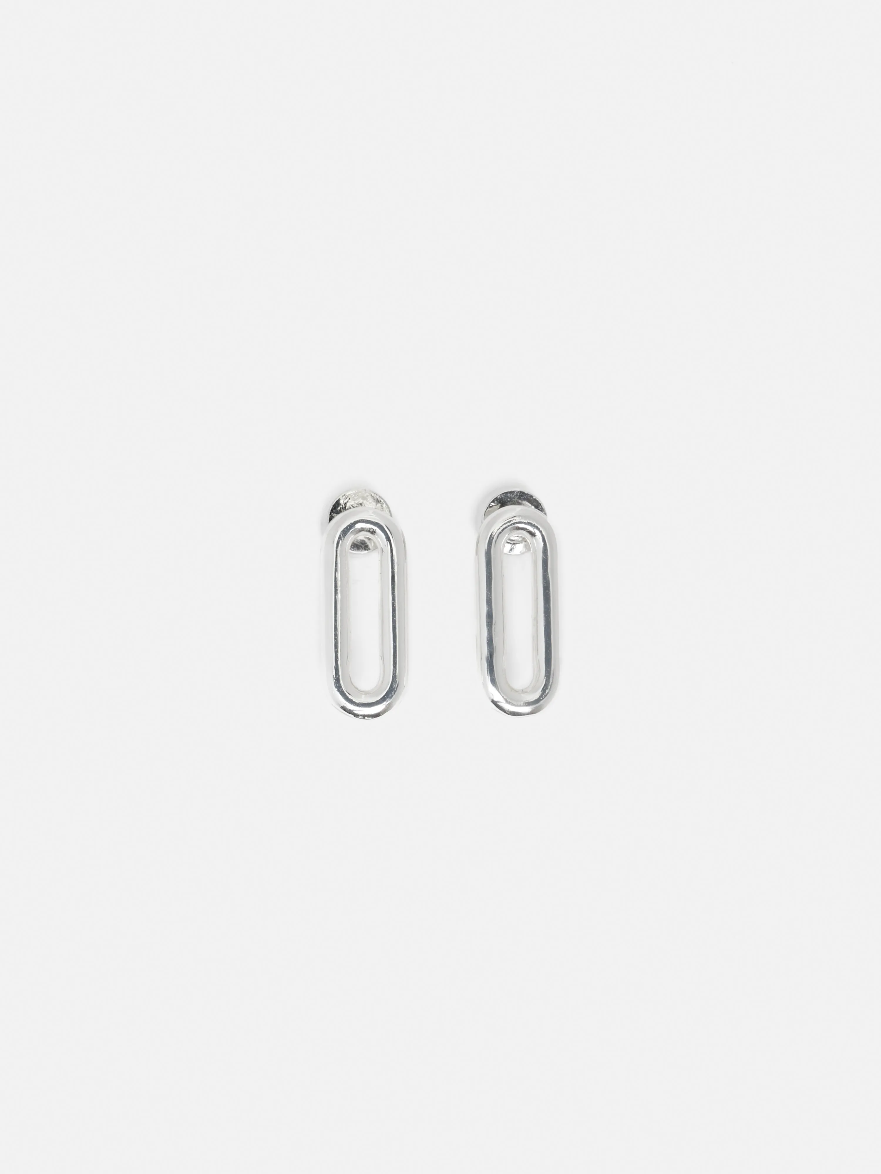 Small Link Stud Earrings | Silver
