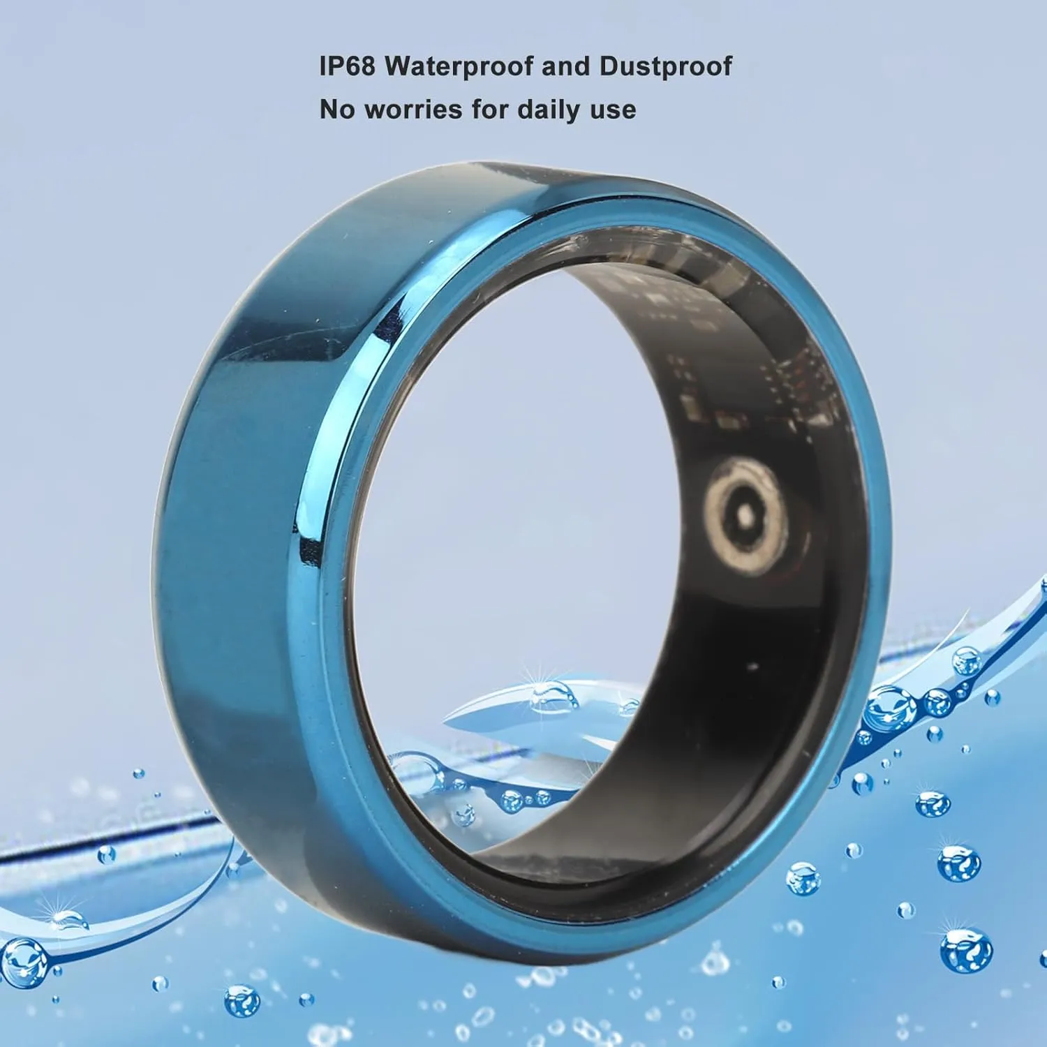 Smart Ring Health, Health Ring to Monitor Fitness Pedometer Sleep Data, Remotely Take Photo, IP68 Smart Health Ring for Men Women, Blue (9)