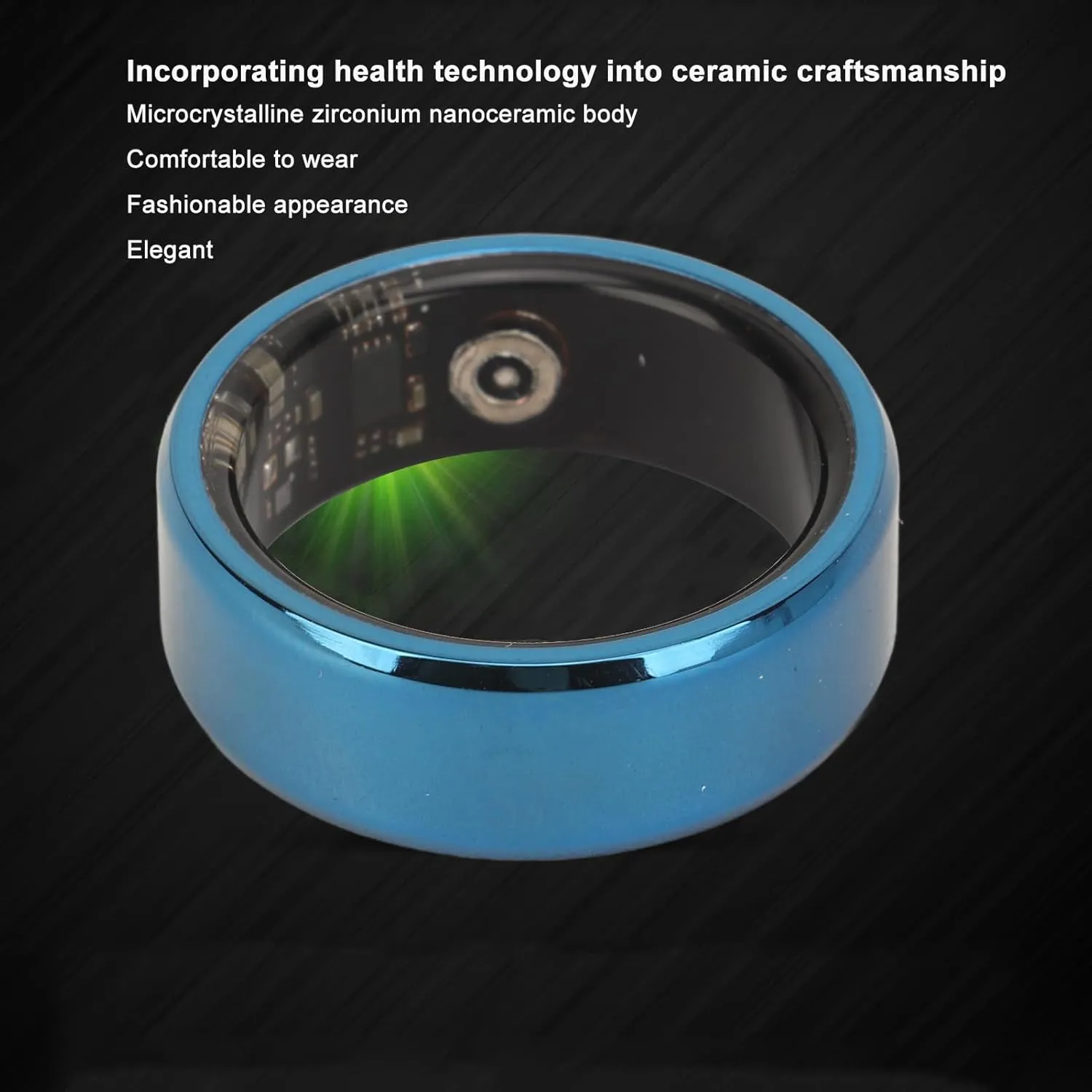 Smart Ring Health, Health Ring to Monitor Fitness Pedometer Sleep Data, Remotely Take Photo, IP68 Smart Health Ring for Men Women, Blue (9)