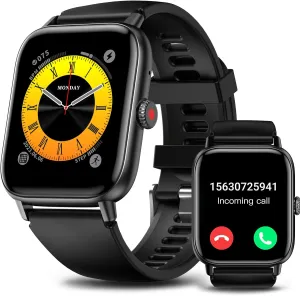 Smart Watch for Men Women with Bluetooth Call, Activity Fitness Tracker Heart Rate Sleep Monitor Pedometer,1.85" Touch Screen with 100  Sport Modes, IP67 Waterproof Smartwatch for Android iOS