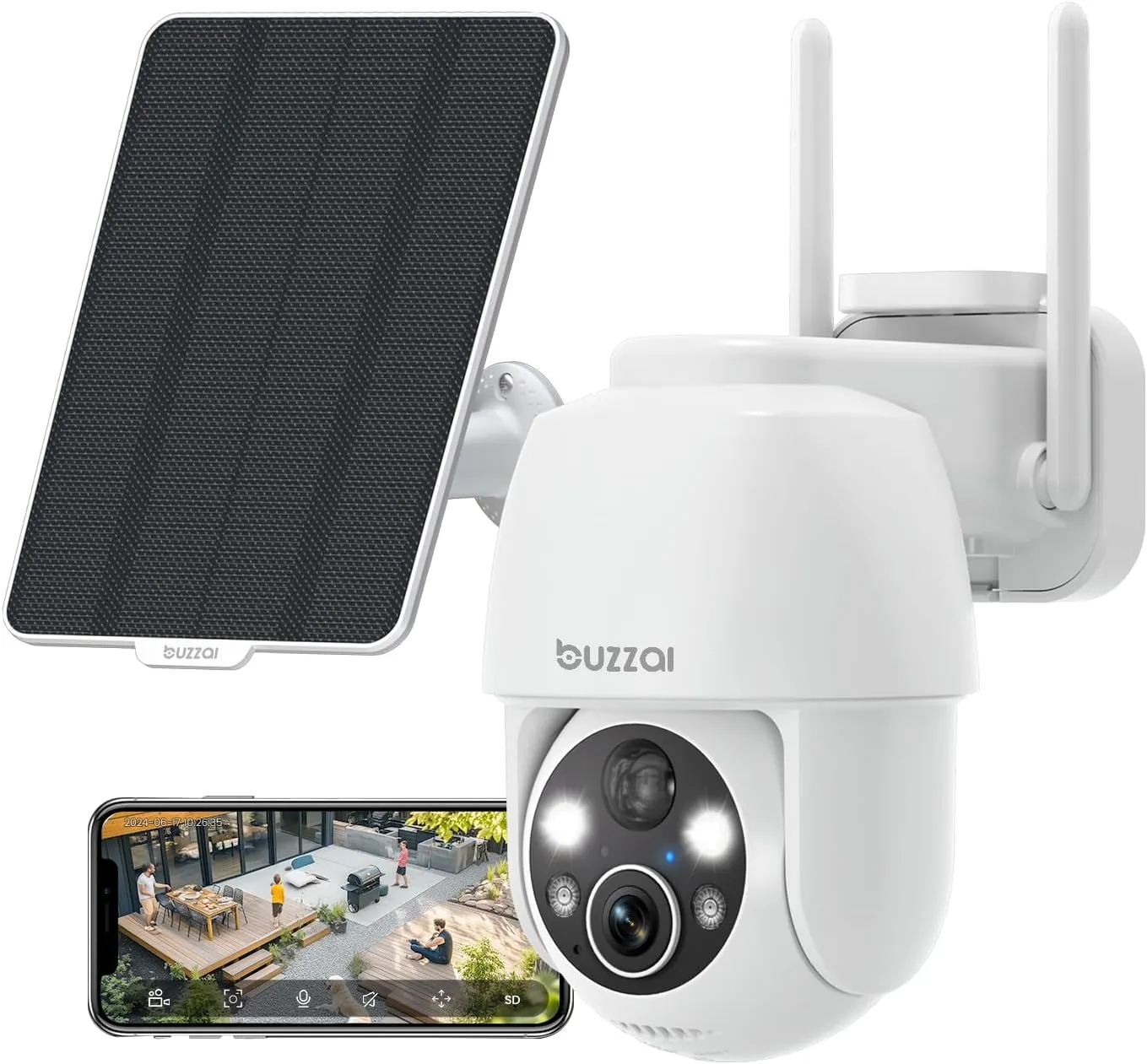 Solar Security Cameras Wireless Outdoor,2K 360 View 2.4Ghz WiFi Cameras for Home Security,Battery-Powered 3MP Color Night Vision,Two-Way Talk,Compatible with Alexa,Easy Setup