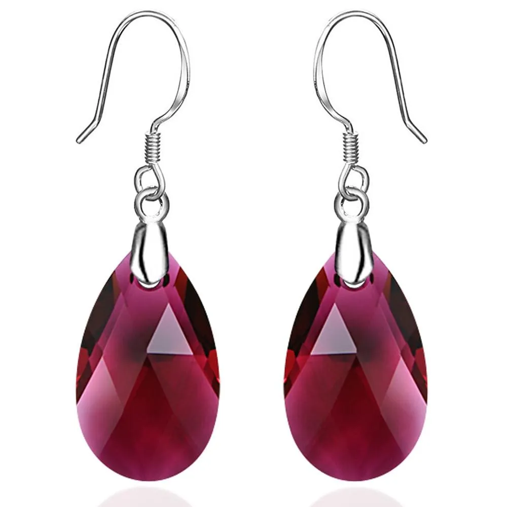 Solid 925 Sterling Silver Faceted Crystal French Hook Earrings Embellished with SWAROVSKI Crystals