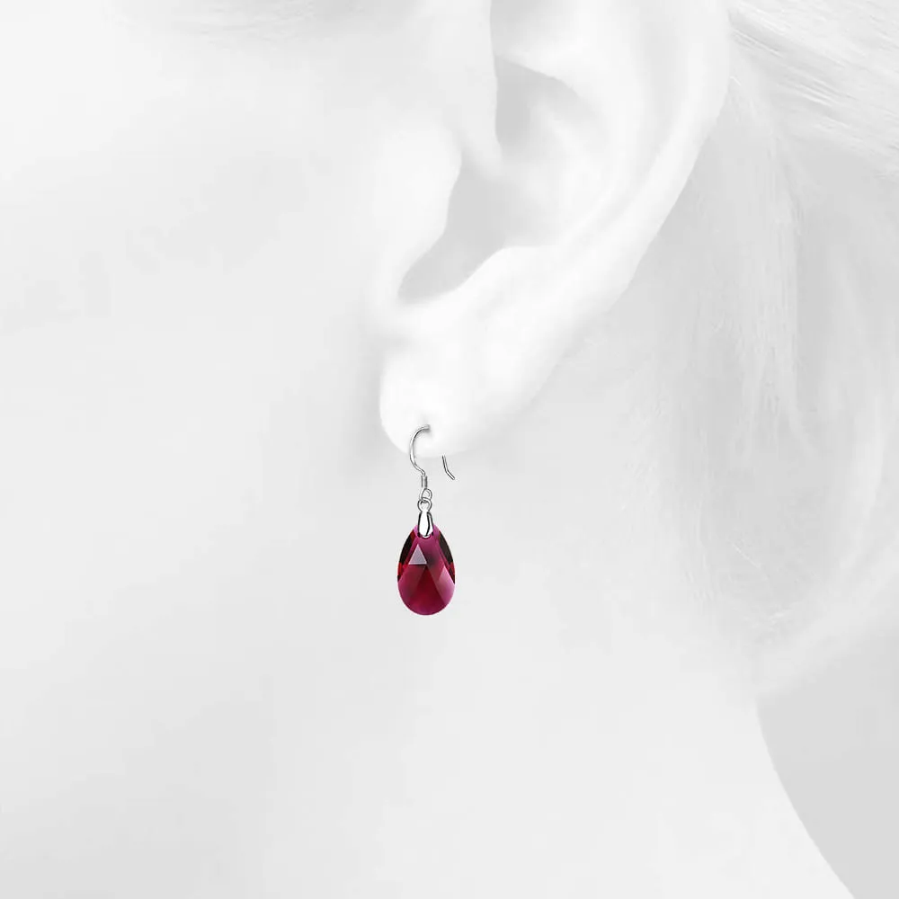 Solid 925 Sterling Silver Faceted Crystal French Hook Earrings Embellished with SWAROVSKI Crystals