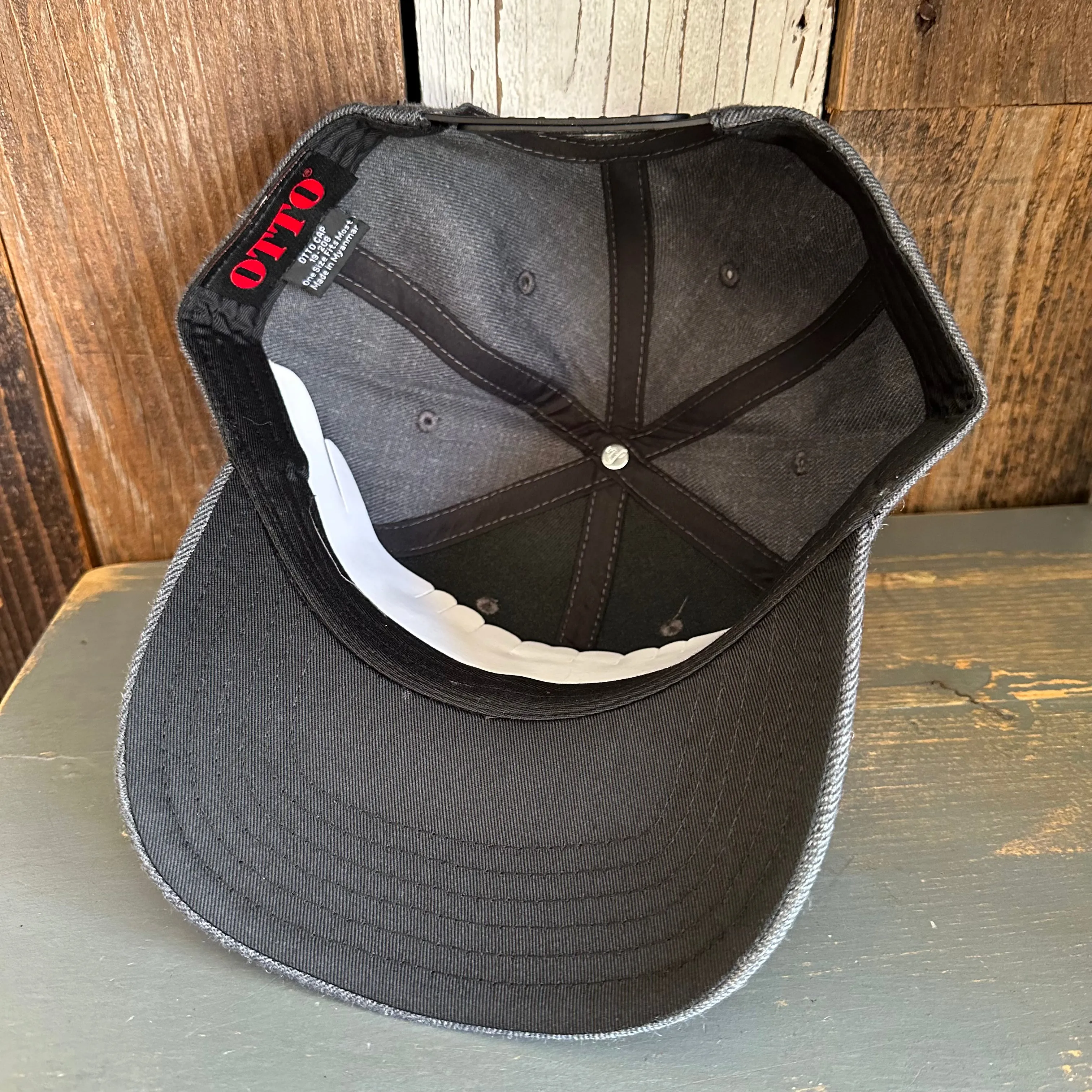 SOUTH BAY SURF (Navy Colored Patch) Premium 6-Panel Low Profile Snapback Hat - Heathered Black