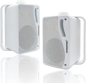 STUDIOFINIX 3.5 Inch Outdoor Bluetooth Speakers Waterproof Wired,3 Way 200W Upgrade Premium Wall Mount Speakers,Ideal use in Patio,Deck, Indoor OutdoorWhite